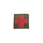 Шеврон Крест красный медика , фон мох 5 см